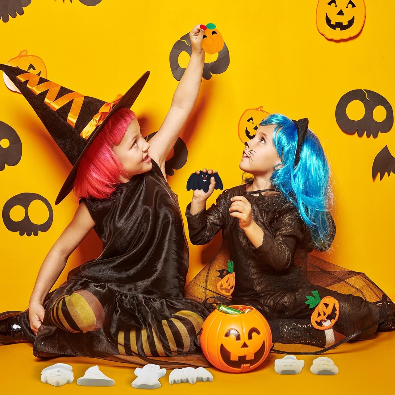 12 Sets Halloween Paint Your Own Figurines Pumpkins Ghost Ready to Paint Ceramic Painting Kit Unpainted